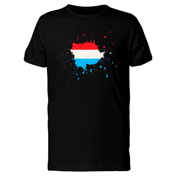 Paint Splash Luxembourg Flag T-Shirt Men -Image by Shutterstock, Male Small