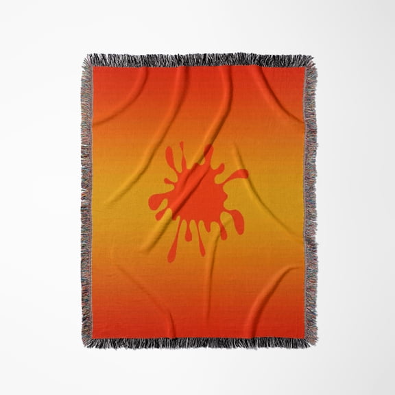 Paint Splat On Orange And Red Background, Woven Blanket