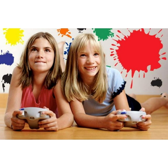 Paint Splats Wall Decals Splatter Wall Stickers for Kids Rooms (6)Sheets 11"x14" Over 100 pieces from 1'-12"
