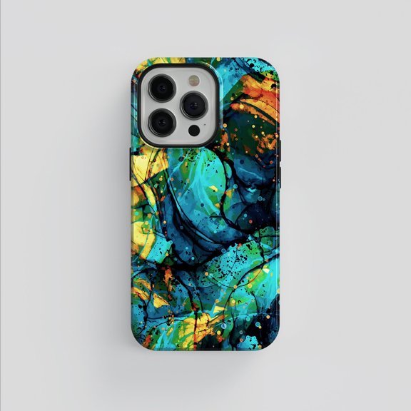 Paint Splatter Abstract Tough Phone Case, Dual-Layer Protective Cover for iPhone