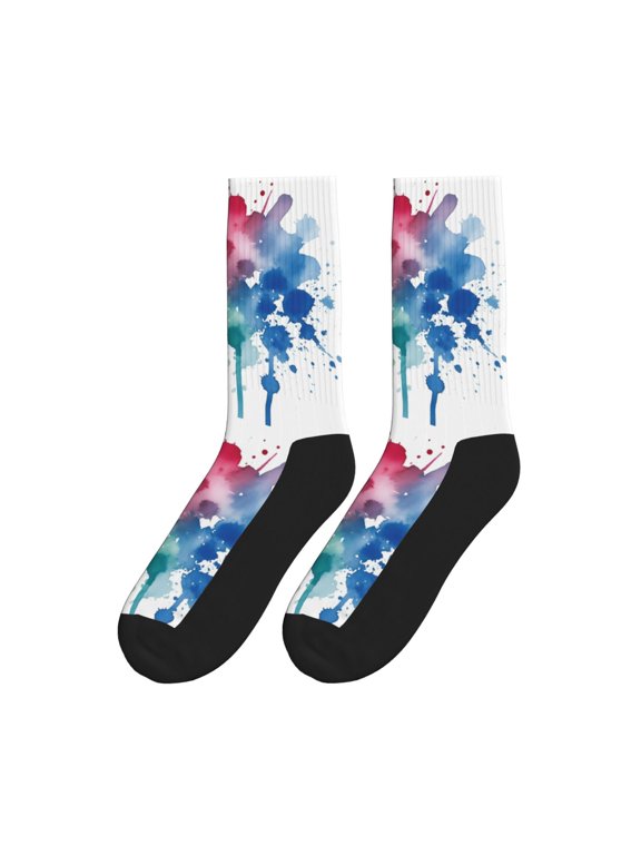 Paint Splatter Colorful Colorful Athletic Crew Novelty Socks For Men Women
