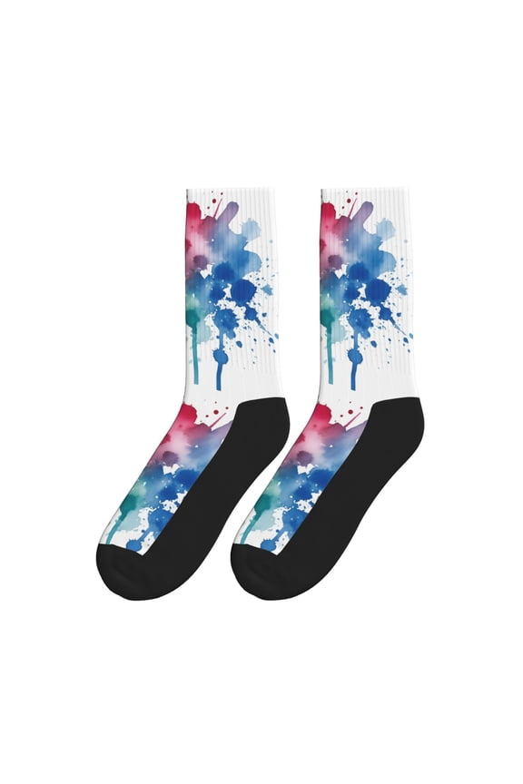 Paint Splatter Colorful Colorful Athletic Crew Novelty Socks For Men Women
