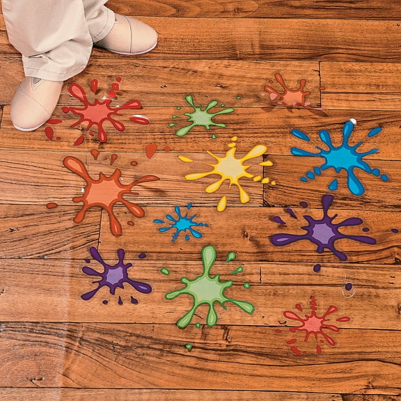 Paint Splatter Floor Clings - Party Decor - 14 Pieces
