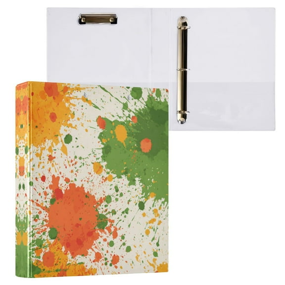 Paint Splatter Pattern 3 Ring Hardcover Binders 1.5in Round Rings for Letter-Size Folder Paper Organizer Pockets for Office Student Recipe