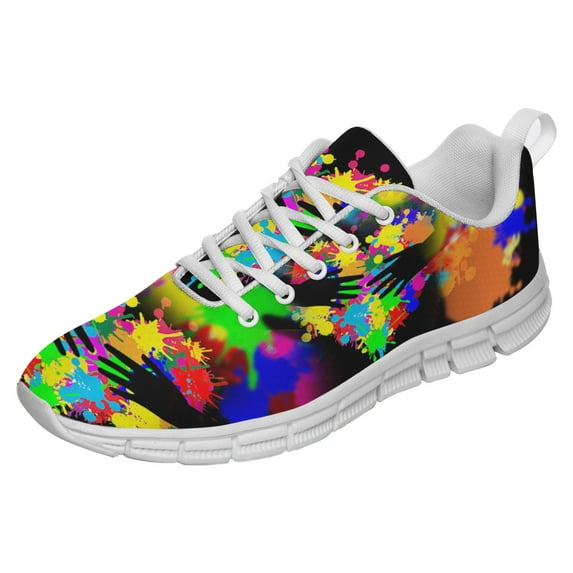 Paint Splatters Shoes for Men Women Running Sneakers Breathable Casual Sport Tennis Shoes White Size 7