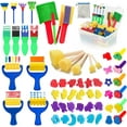 thumbnail image 1 of Paint Sponges for Kids, 53pcs Early Learning Toddlers Sponge Paint Brushes Stamps Foam Art Craft Drawing Tools, 1 of 10