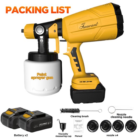 Paint Sprayer 1000W HVLP High Power Electric Spray Paint Gun 1000ml High Capacity Container Easy to Clean for House Painting, Home Interior and Exterior