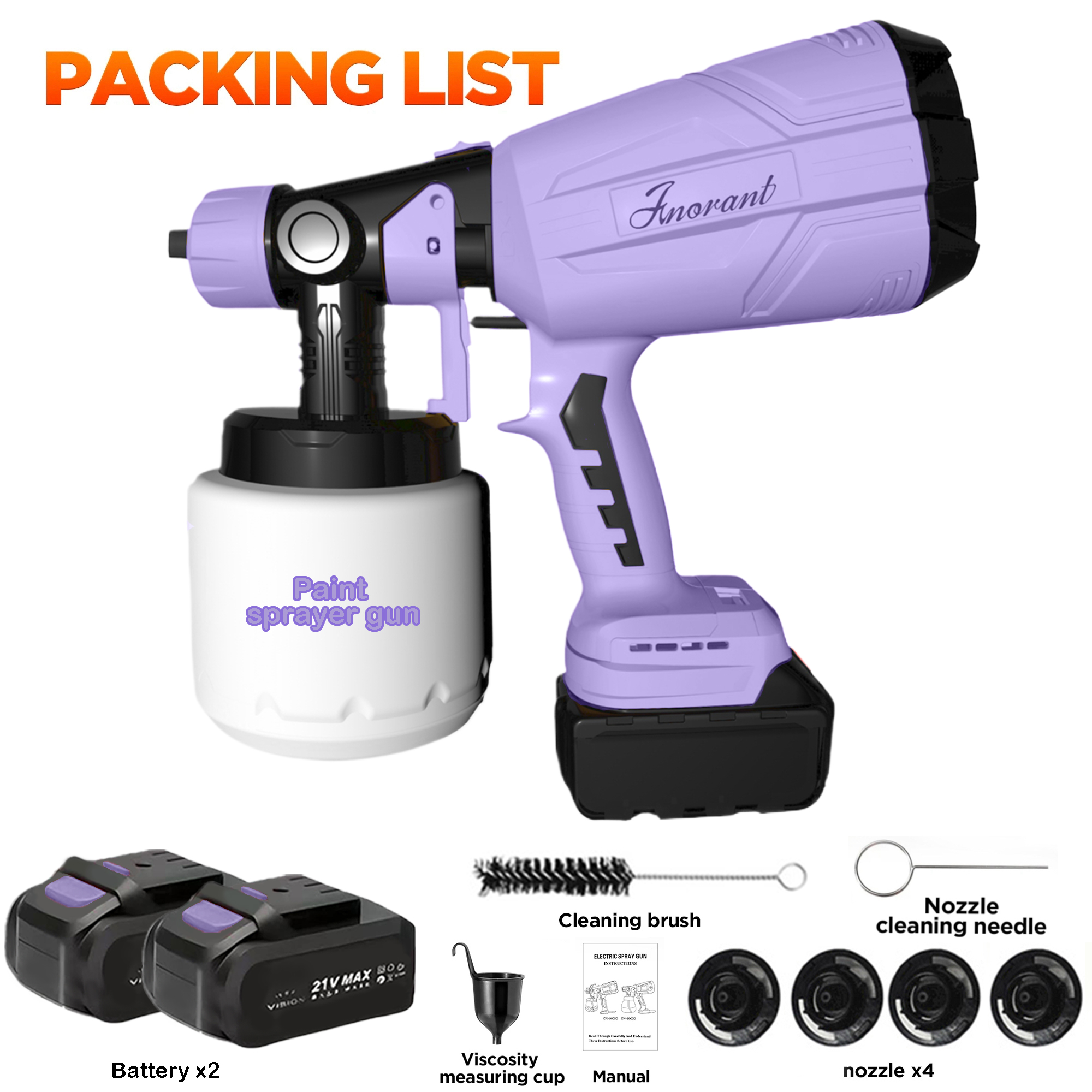 700W Electric Paint Sprayer With 1200ml Cup - 4 Nozzle Sizes For Home DIY Projects
