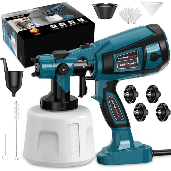 Paint Sprayer 1000W High Power Electric Spray Paint Gun with Adjustable Spray Width Knob,1400ML Container,4 Nozzles & 3 Patterns,Easy to Clean for Furniture Cabinets House Painting Blue