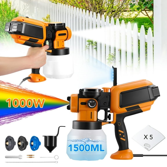 SPEEDWOW 1000W Paint Sprayer, HVLP High Power Paint Spray Gun with 1500ML Container, 3 Copper Nozzles & 3 Spray Patterns, Electric Sprayer for Home, Walls, Fence, Furniture, DIY Projects