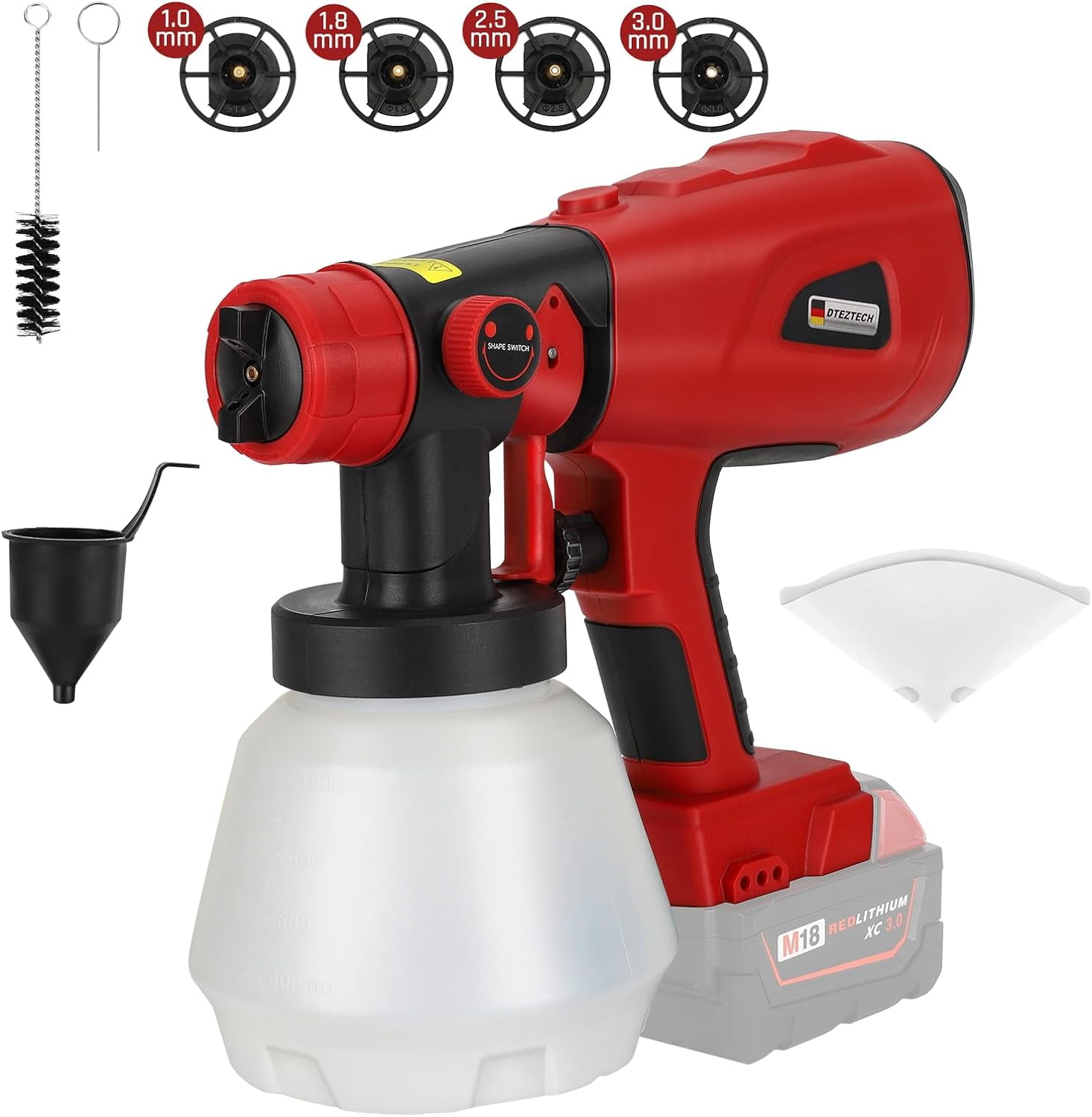 Paint Sprayer for Milwaukee M18 18V Battery, Spray Paint Gun with Brushless Motor and Copper Nozzle, 200W Cordless Paint Sprayer for Home Interior and Exterior, House Paint(Battery Not Included)