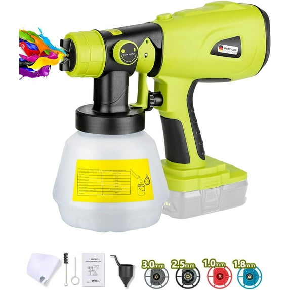 Paint Sprayer for Ryobi 18v Battery, HVLP Spray Paint Gun with Brushless Motor and Copper Nozzle, 200W Cordless Paint Sprayer for Home Interior and Exterior, House Painting(Tool Only)