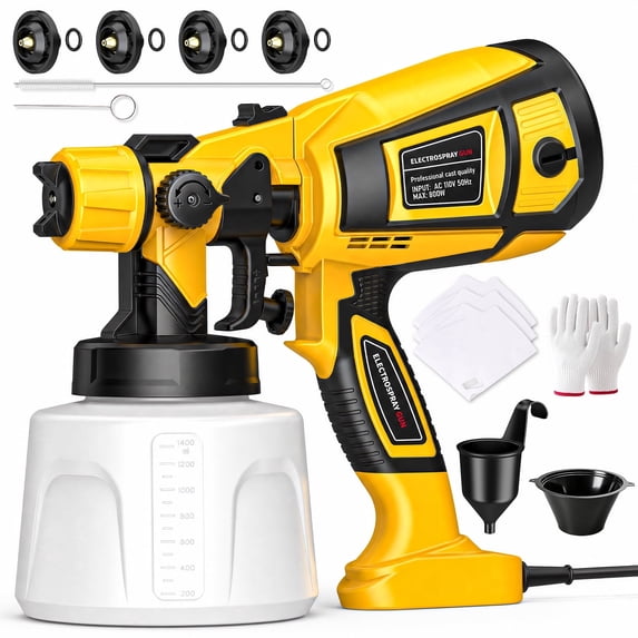850W Paint Sprayer, Electric Paint Sprayer for Inside Outside, for House Painting, Furniture, Walls, Door, with 4 Nozzles and 3 Patterns