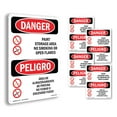 thumbnail image 1 of Paint Storage No Smoking Flames Bilingual OSHA Danger Rigid Plastic Sign 18 Inch x 12 Inch - 5 Pack, 1 of 8
