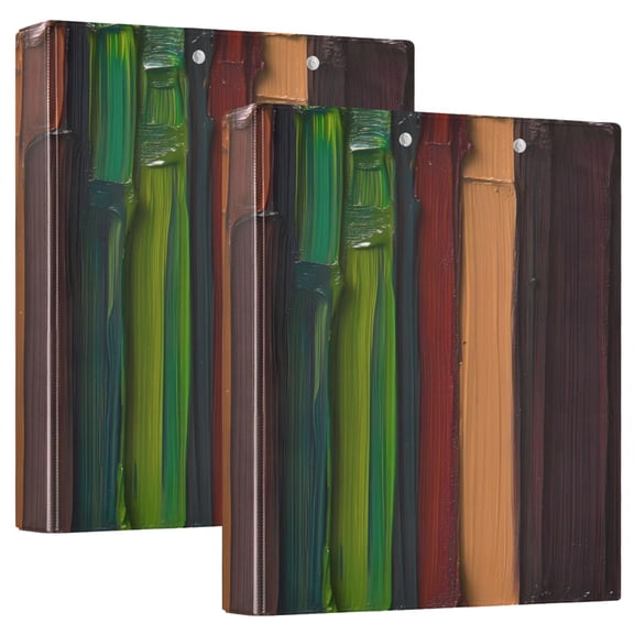 Paint Stripes 12.4x10.6in PVC Round Ring Binder, D-Ring 3-Hole, Metal Clip, 200 Sheets