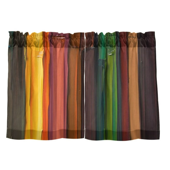 Paint Stripes 27"x24" Linen Look Cafe Curtain Set with Privacy and UV Protection
