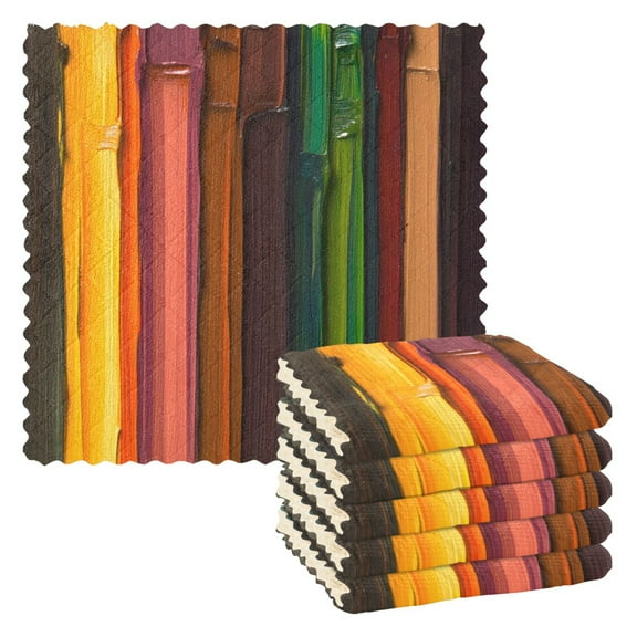 Paint Stripes 6 Pack Kitchen Cleaning Cloths 11'' x 11'', Super Absorbent, Soft Double Layer Plush for Dish and Surface Cleaning