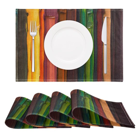 Paint Stripes Reversible Placemat Non Slip Coffee Mat 18x12 Inch for Dining, Kitchen, Coffee
