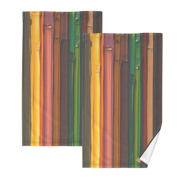 Paint Stripes Set of 2 Pure Cotton Towels, 16'' x 28'', Highly Absorbent and Soft