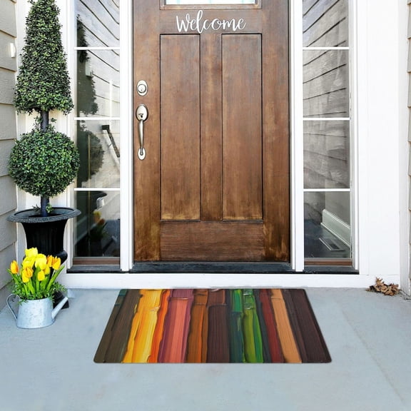 Paint Stripes Outdoor Doormats NonSlip Bath Rugs Absorbent Muddy Dirt Resist Door Mats 32''x20''
