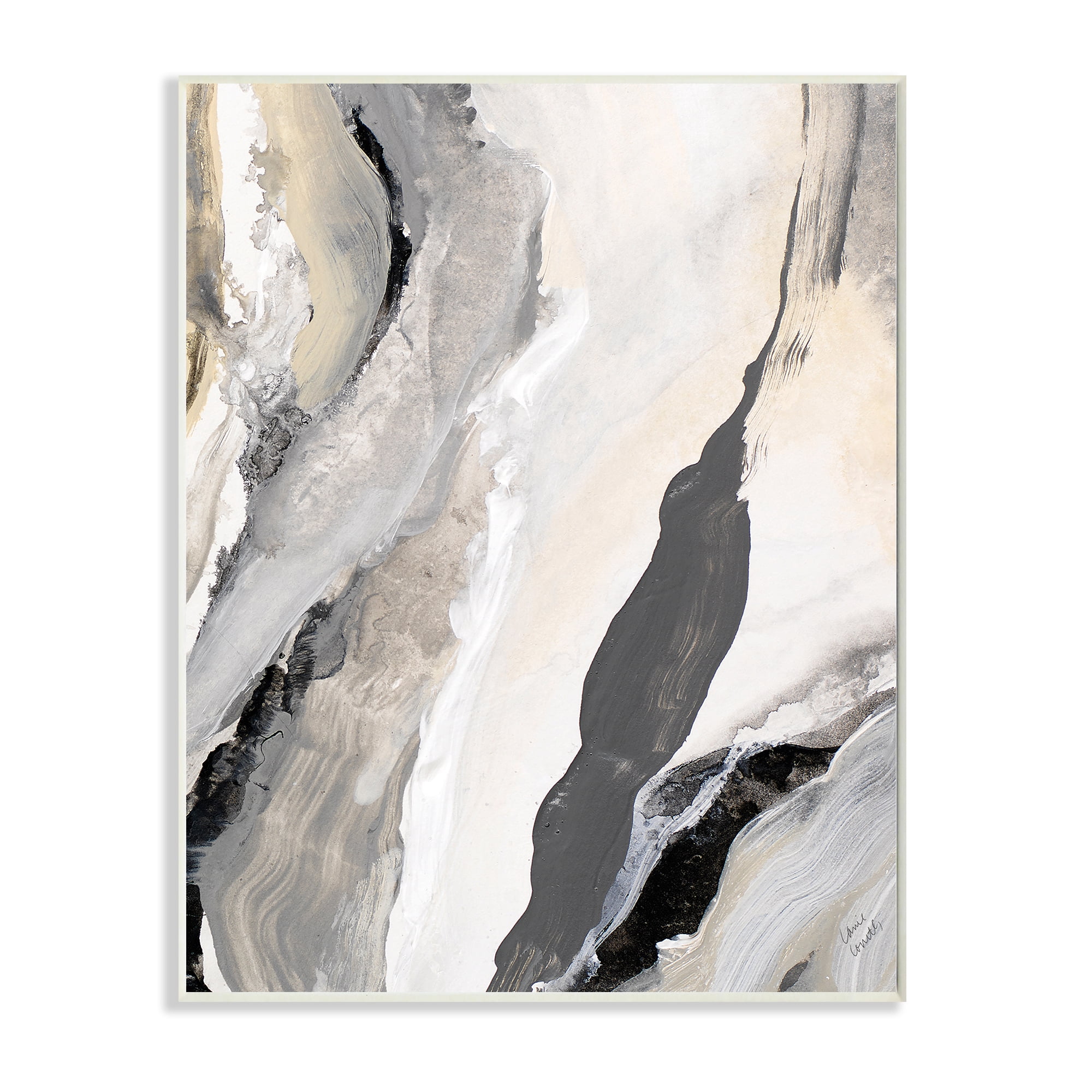 Stupell Industries Abstract Floral Framed Wall Art - Black & Cream, 12"x12", Grey Frame, By Lanie Loreth