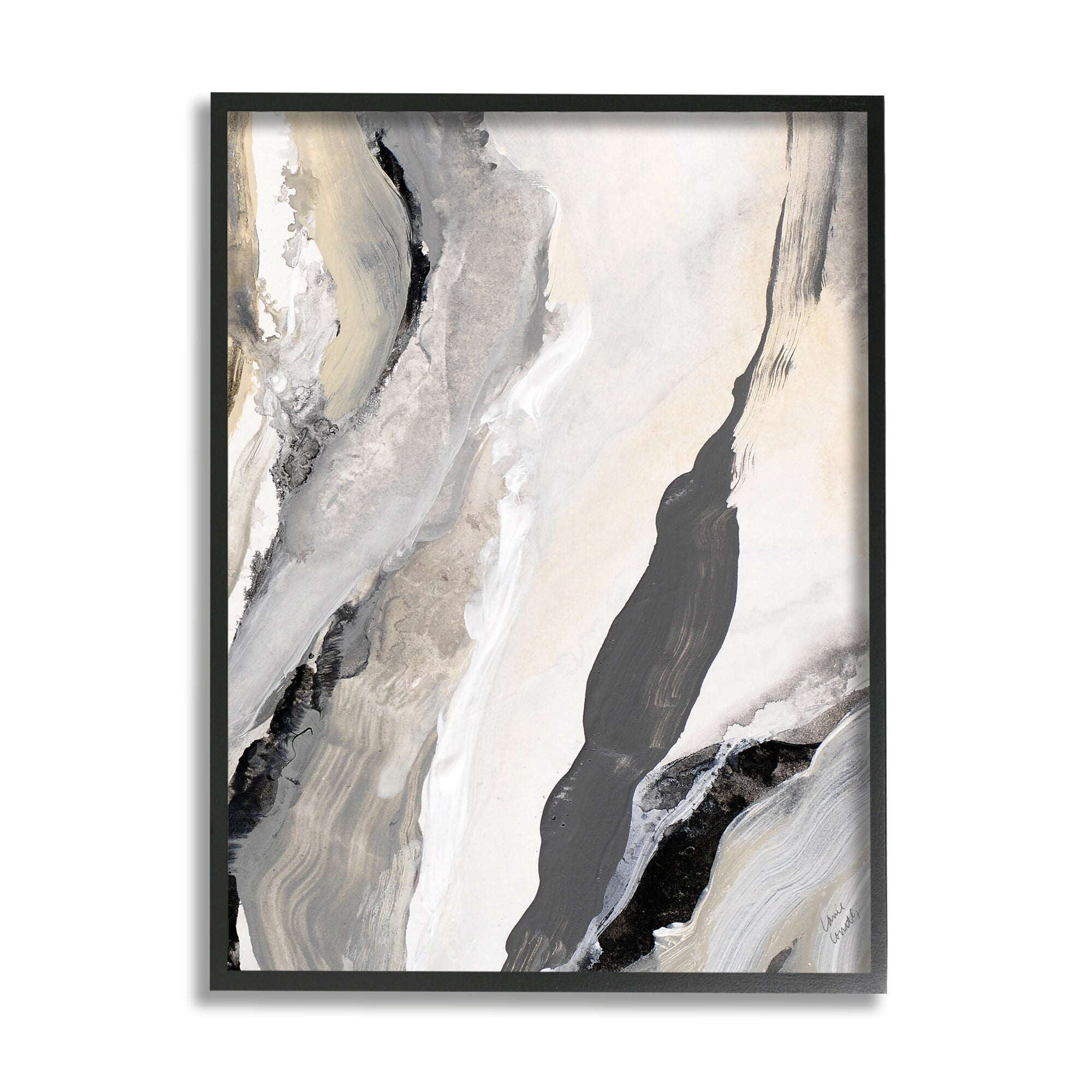 Stupell Industries Paint Stroke Movement Abstraction Grey Beige ,24 x 30,Designed by Lanie Loreth