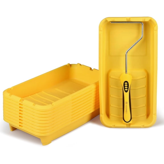 Paint Tray 4 inch, Paint Tray Liner, Paint Roller Tray with Paint Roller Frame 11 Pack, Paint Pan Easy to Clean and Reusable