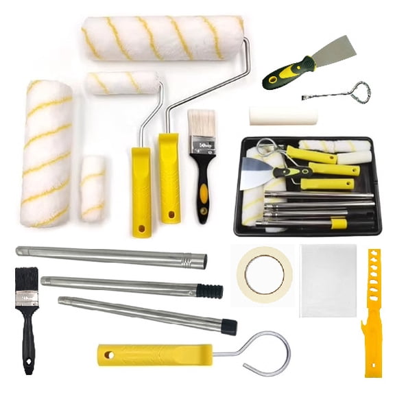 Paint Tray Set, Paint Rollers, Paint Brushes for Wall, Tray, Roller Brush, 11 Piece Home Painting Supplies, Foam Brush, House Painting Supplies, Painting Tools, Interior, Exterior