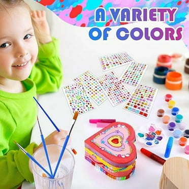 Paint Your Own Wooden Kids Heart Treasure Box Kit,Arts and Crafts for Kids Ages 8-12, 4-6, 7-8 Year Old Girls,Creative Activity Toys Birthday Gifts Valentines Mother's Day Party Favors