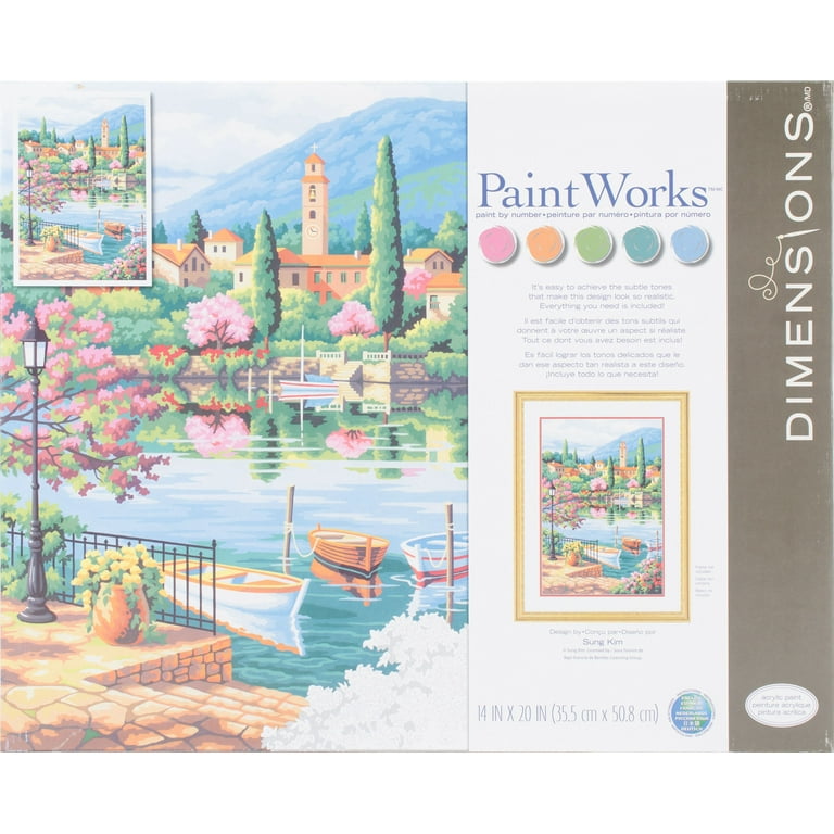 Paintworks Paint by Number Kit Village Lake Afternoon 16 X 20 Inches  Dimensions for sale online