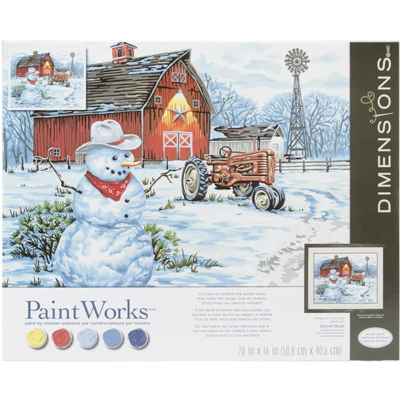 Paint Works Paint By Number Kit 20"X16"-Country Snowman, Pk 2, Dimensions