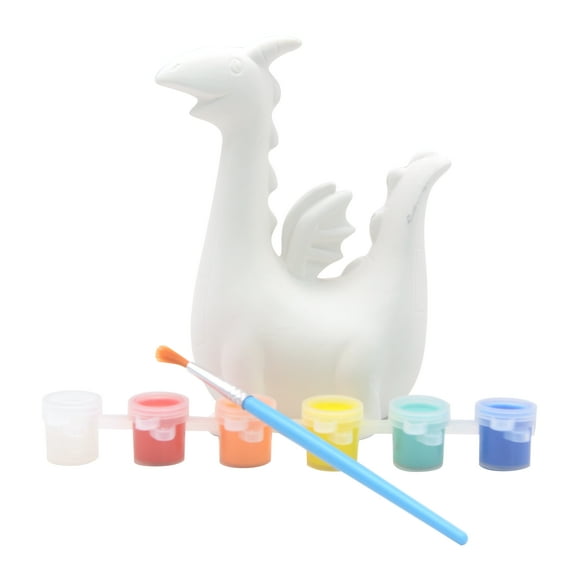 Paint Your Own 3D Ceramic Dragon Kit by Creatology Includes Glitter Paint - Brush & Figurine - DIY Craft Set for Painting Projects - 12 Pack