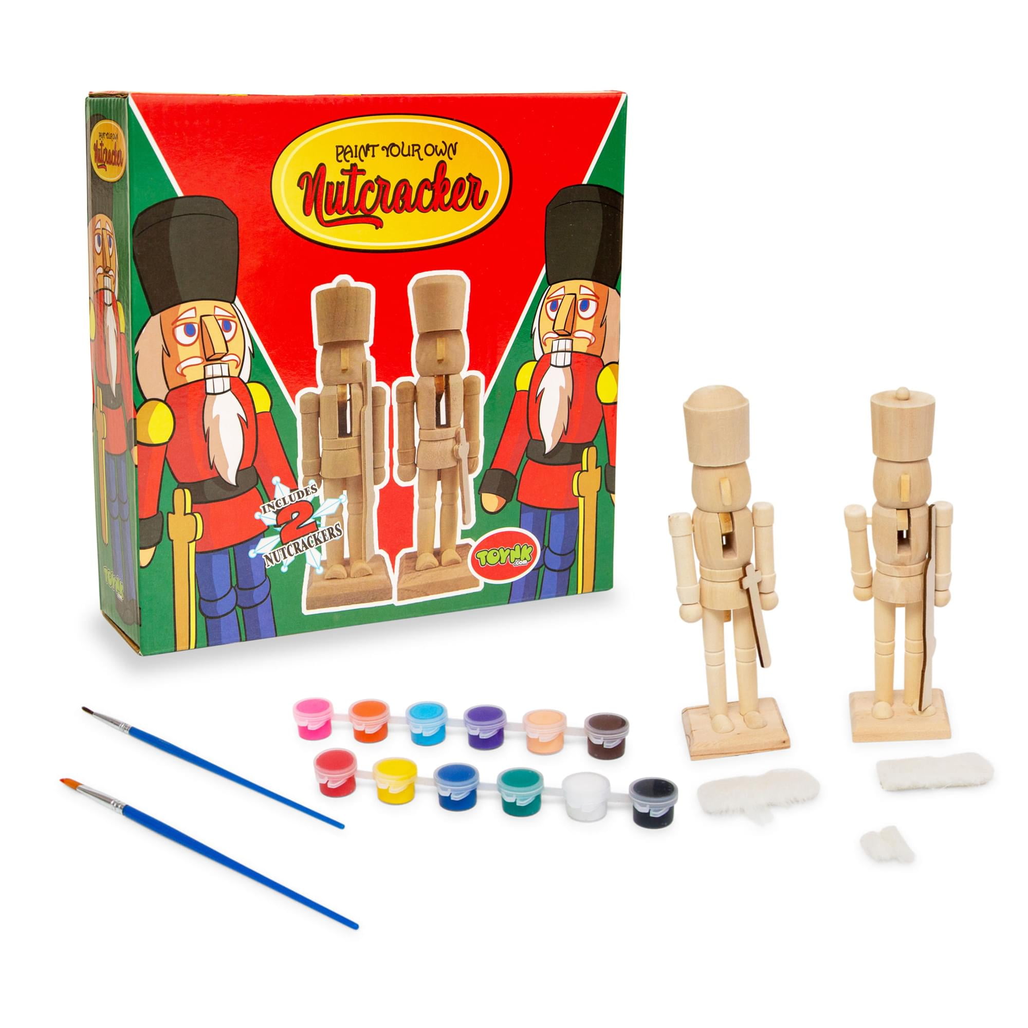Paint Your Own 7Inch Wooden Nutcracker Figure Craft Kit Set of 2