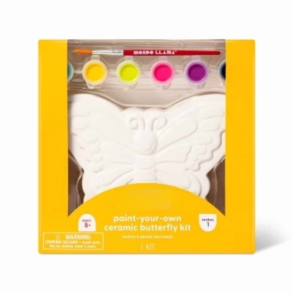 Paint-Your-Own Ceramic Butterfly Craft Kit DIY Art Kit with Paint & Brush, Ages 8+