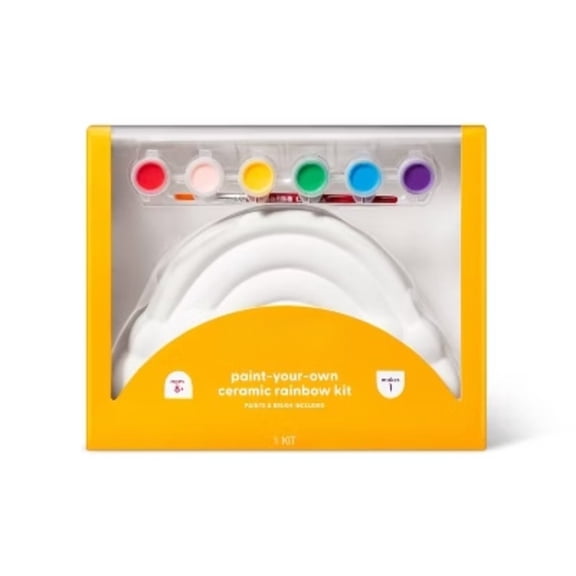 Paint-Your-Own Ceramic Rainbow Kit Painting Kit for Kids, Includes Brush & Paint, Ages 8+
