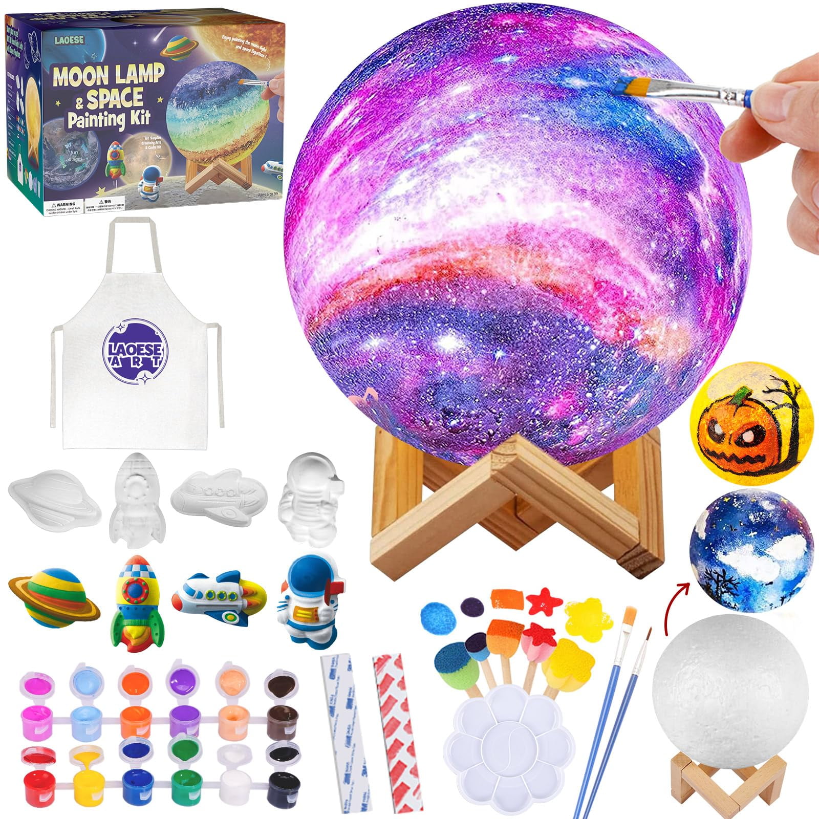 Paint Your Own Moon Lamp Kit, 16 Colors Rechargeable Night Light, Arts and  Crafts Kit Art Supplies for Kids Ages 9-12,Valentines Crafts Kit for Teen