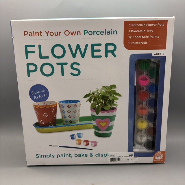 Paint Your Own Porcelain Flower Pots Creative Activities 4 Pieces