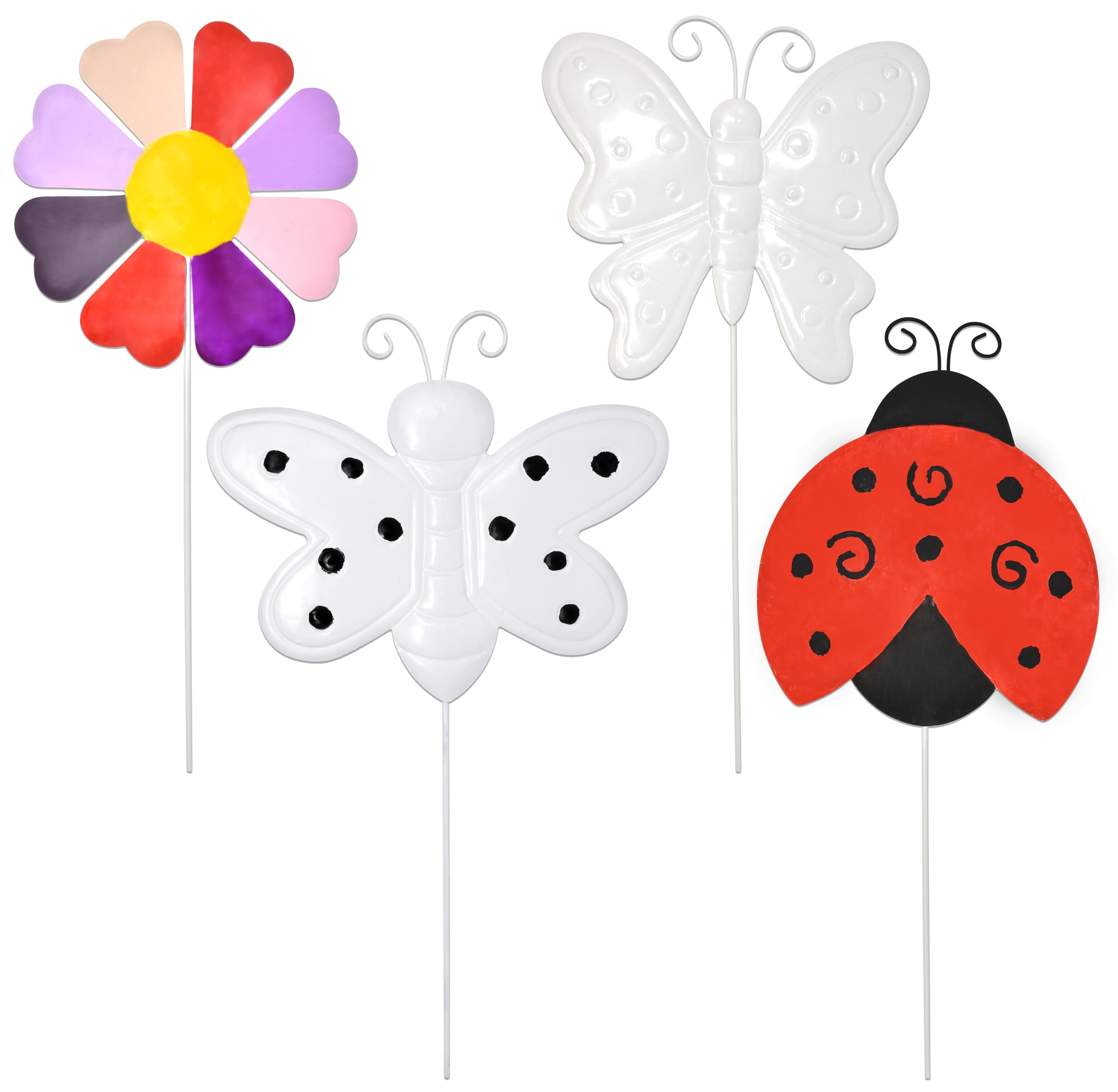 Paint Your Own Spring PEF1 Metal Yard Stakes 4 Pack Butterfly Ladybug