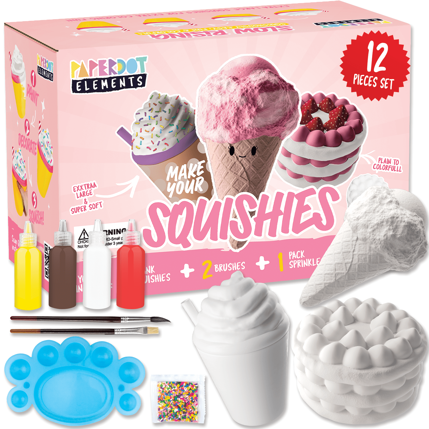 Paint Your Own Squishies Kit Sensory Toys Squishy Painting Kit Stress  Relief Squishies for Girl Kids Age 4 6 8 10 Slow Rising Squeeze 
