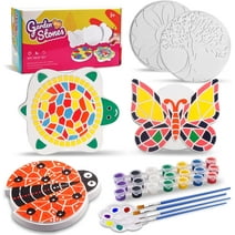 Paint Your Own Stepping Stones for Kids,5 Pack DIY Ceramic Painting Craft Kits,Arts and Crafts for Child Ages 4-8,Painting Crafts for Girls Ages 8-12,Outdoor Garden Art