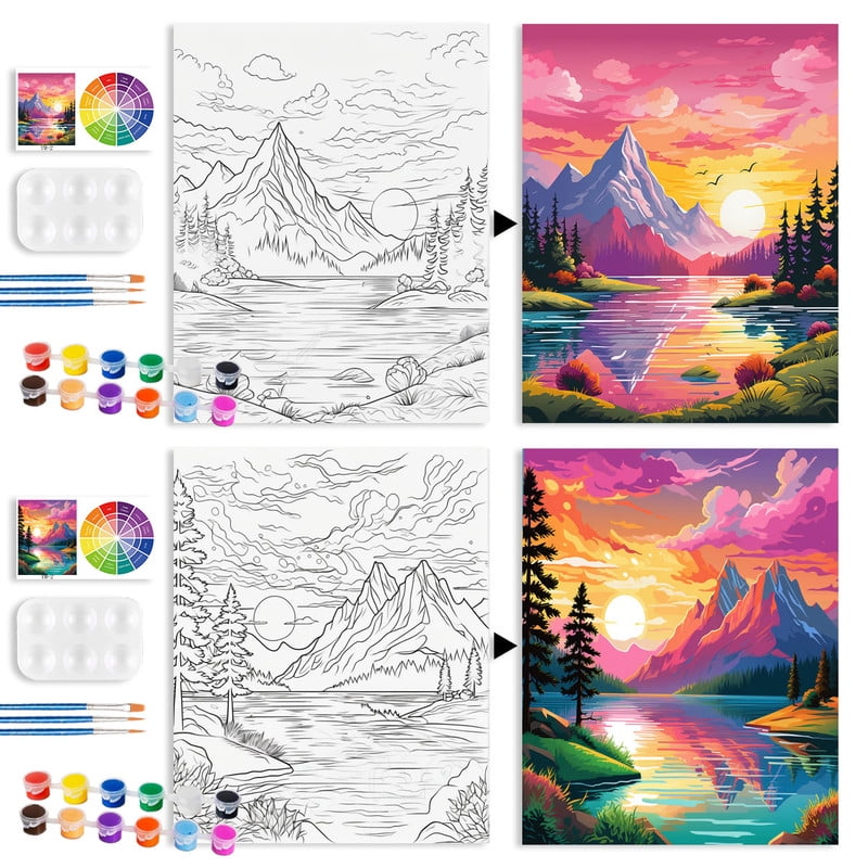 Paint and Sip Kit for Adults with Stand, 8x10 Inch Pre Drawn Stretched Canvas for Painting Your Partner Date Night Valentines Day