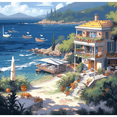 thumbnail image 1 of Paint by Number DIY Paint by Numbers Kit for Kids & Adults Beginner DIY Acrylic Painting Kits, 16x20 inch （Beach House）, 1 of 6
