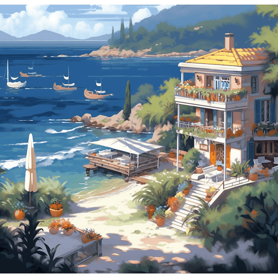 Paint by Number DIY Paint by Numbers Kit for Kids & Adults Beginner DIY Acrylic Painting Kits, 16x20 inch (Beach House)