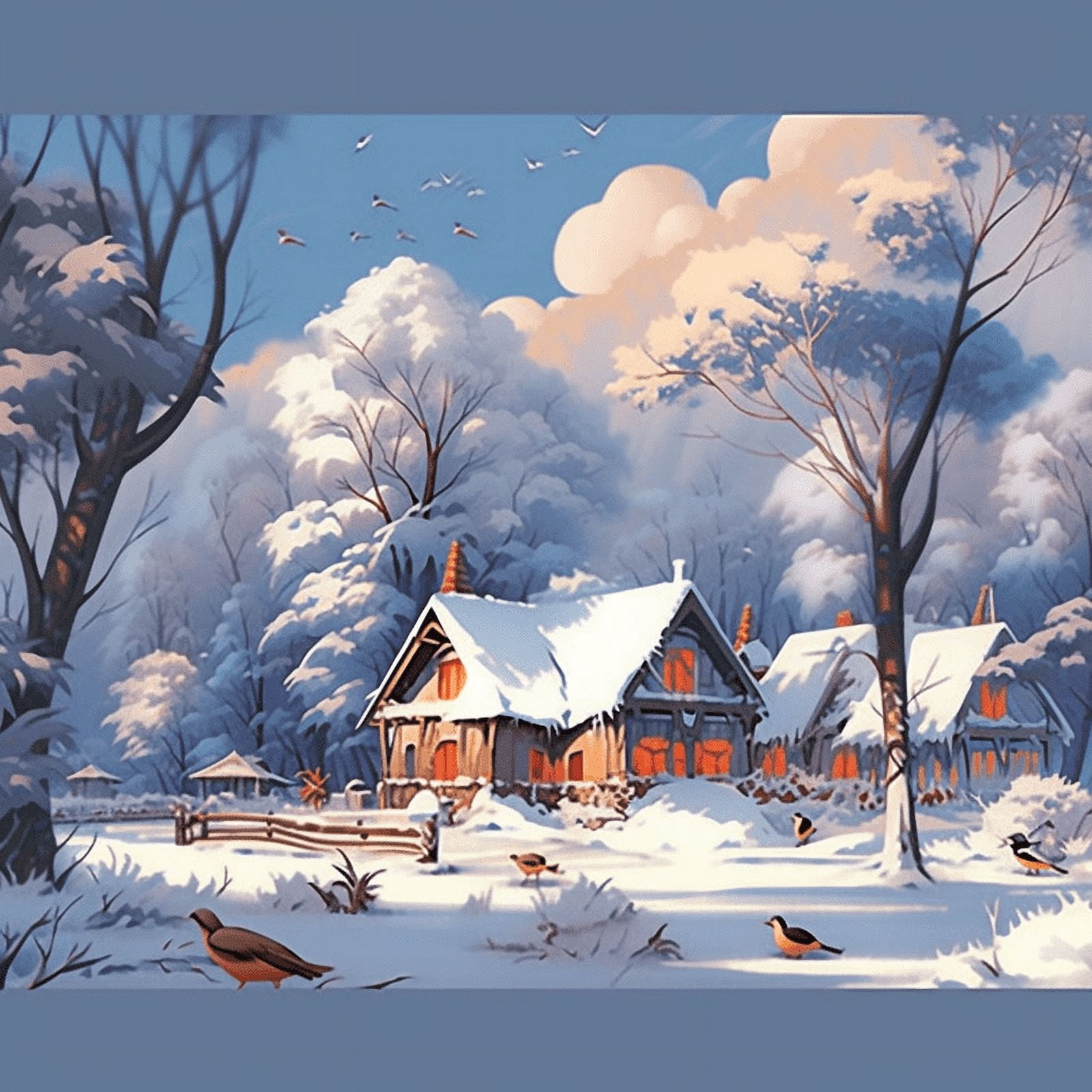 Paint by Number DIY Paint by Numbers Kit for Kids & Adults Beginner DIY Acrylic Painting Kits, 16x20 inch （Cabin In The Snow）