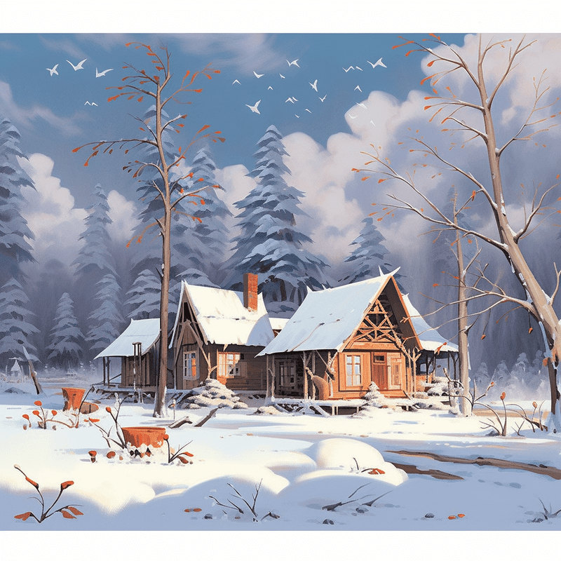 Paint by Number DIY Paint by Numbers Kit for Kids & Adults Beginner DIY Acrylic Painting Kits, 16x20 inch （Cabin In The Snow）