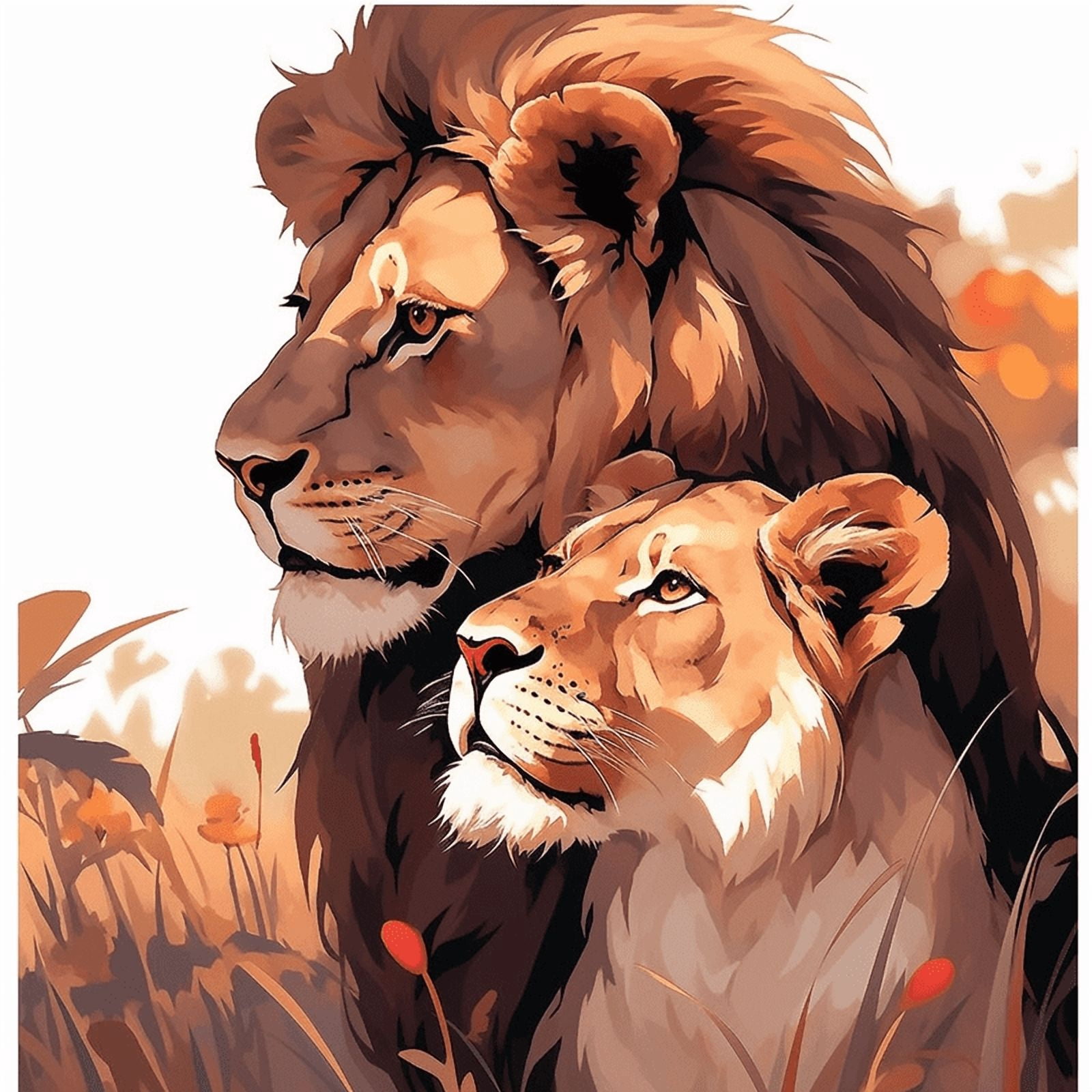 Paint by Number DIY Paint by Numbers Kit for Kids & Adults Beginner DIY Acrylic Painting Kits, 16x20 inch Christmas gifts（Lion）