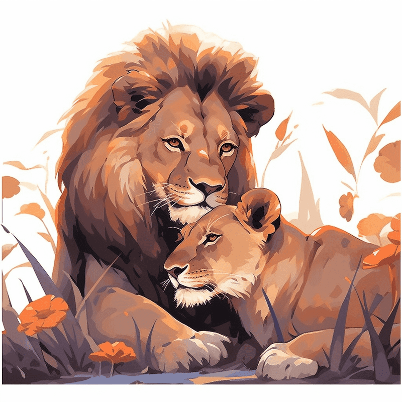 Paint by Number DIY Paint by Numbers Kit for Kids & Adults Beginner DIY Acrylic Painting Kits, 16x20 inch Christmas gifts（Lion）