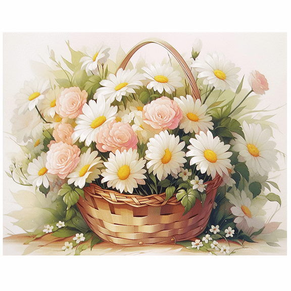 Paint by Number DIY Paint by Numbers Kit for Kids & Adults Beginner DIY Acrylic Painting Kits, 16x20 inch (Flower Basket)