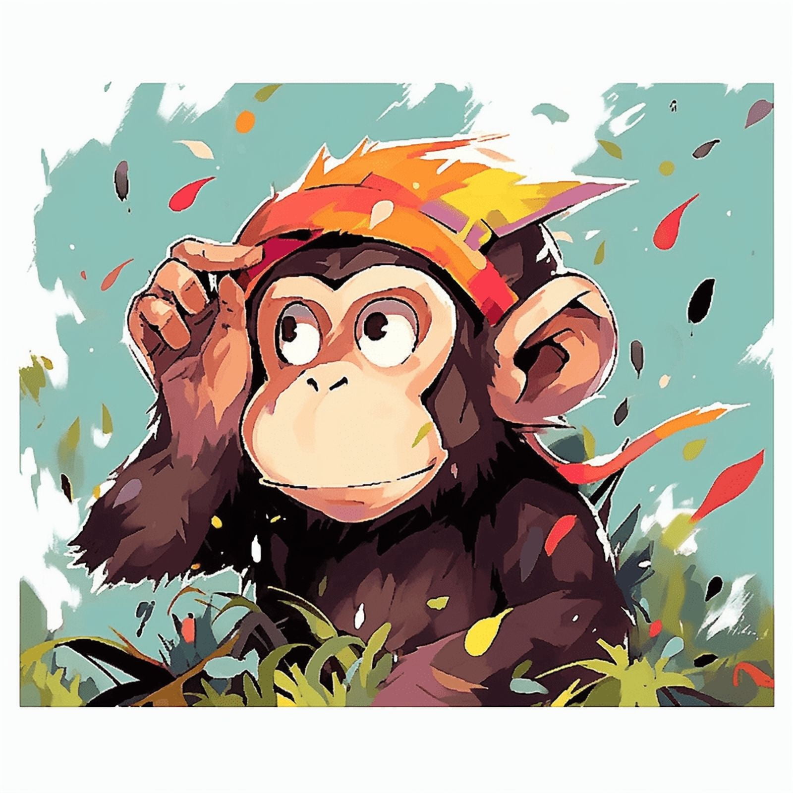 Paint by Number DIY Paint by Numbers Kit for Kids & Adults Beginner DIY Acrylic Painting Kits, 16x20 inch （Monkey）