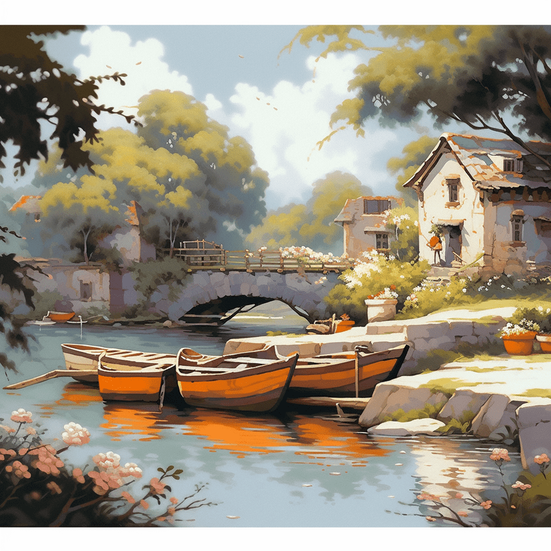 Paint by Number DIY Paint by Numbers Kit for Kids & Adults Beginner DIY Acrylic Painting Kits, 16x20 inch （Water Village）